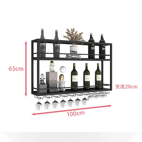 Hanging Wine Rack Wall Mounted Led Lights Black