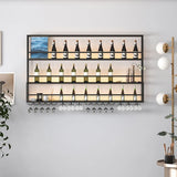 Hanging Wine Rack Wall Mounted Led Lights Black