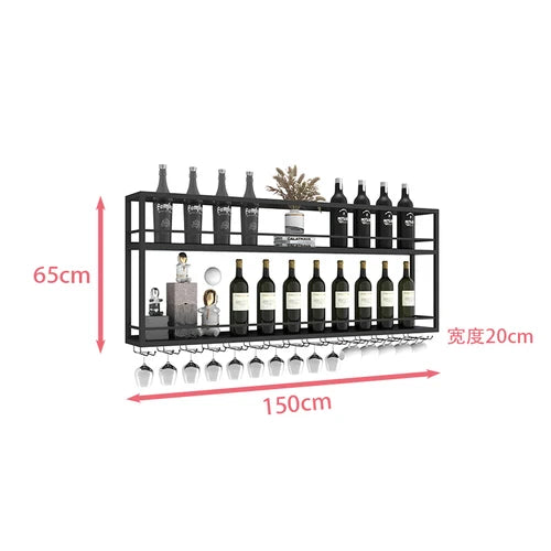 Hanging Wine Rack Wall Mounted Led Lights Black