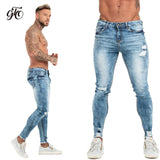 GINGTTO Jeans Men Elastic Waist Skinny Jeans Men