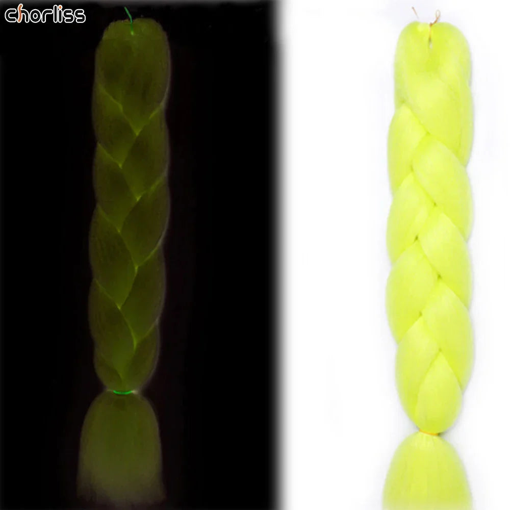 24" 100g Glowing Fluorescent Green Jumbo Braids