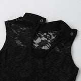 Kids Girls Ballet Leotard Sleeveless Turtle Neck Lace