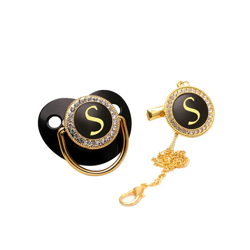 Black Gold Luxury Pacifier for Babies A-Z Name