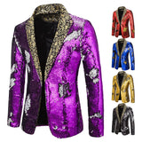 Men Blazer Shiny Sequin Shawl Collar suit Men