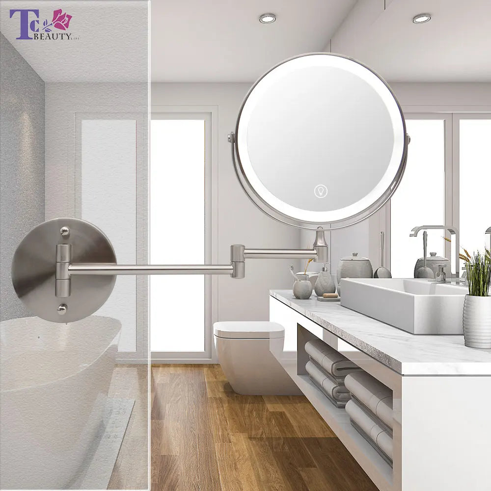 8 Inch Wall Mounted Bathroom Mirror Adjustable LED