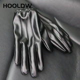 HOOLDW New Winter Gloves Men Women Black PU