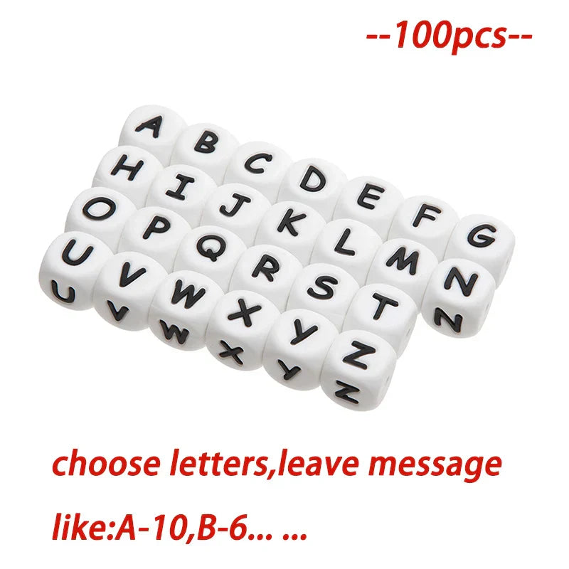 TYRY.HU 50-500Pcs 12mm Silicone Letter Beads BPA-Free Colorful
