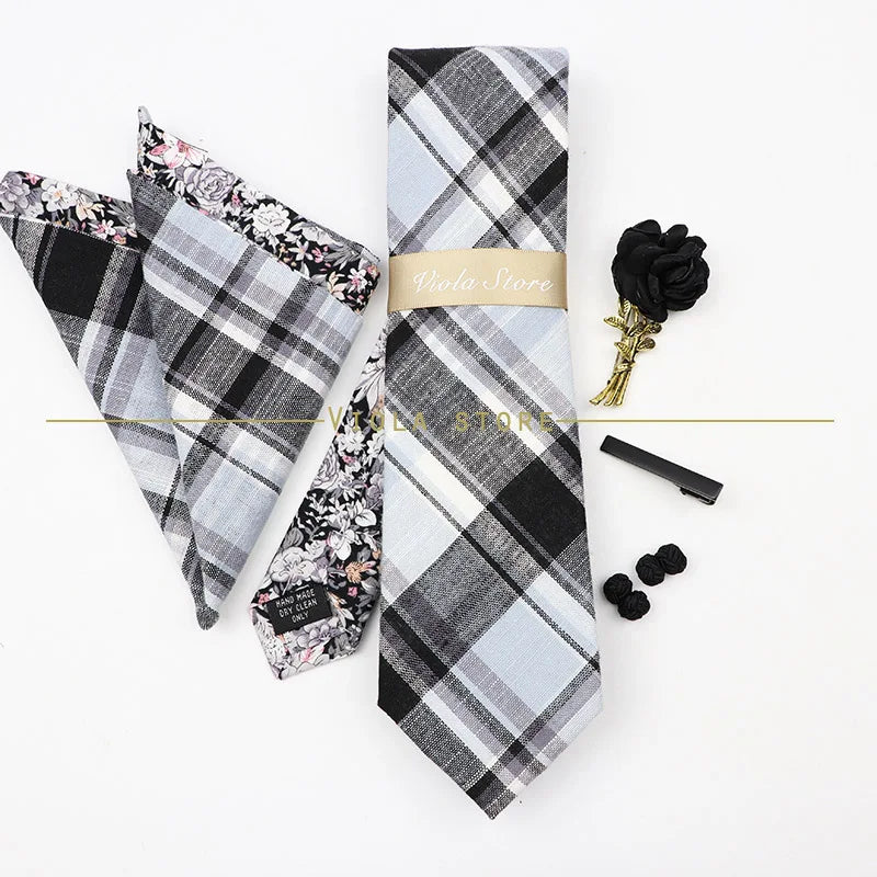 5 PCS Luxury Cotton Patchwork 7cm Tie Set