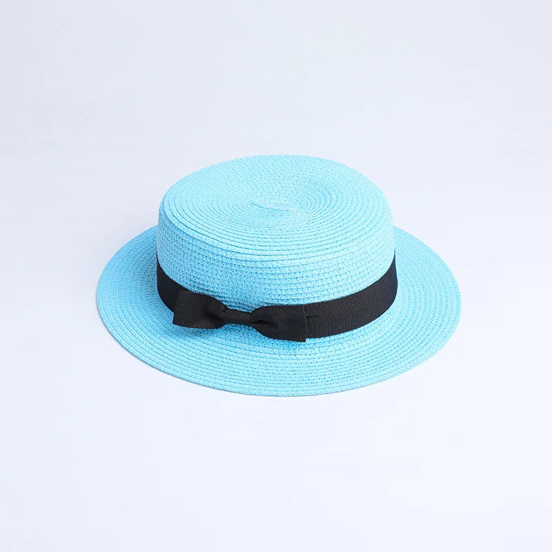 2019 Parent-child wholesale sun flat straw hat boater