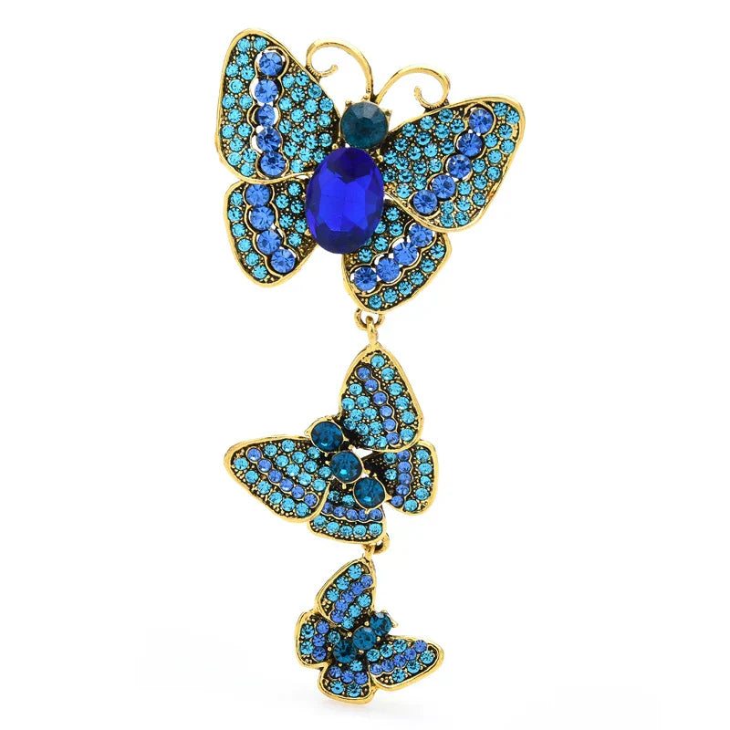 Wuli&baby Big Rhinestone Butterfly Brooches For Women Vintage