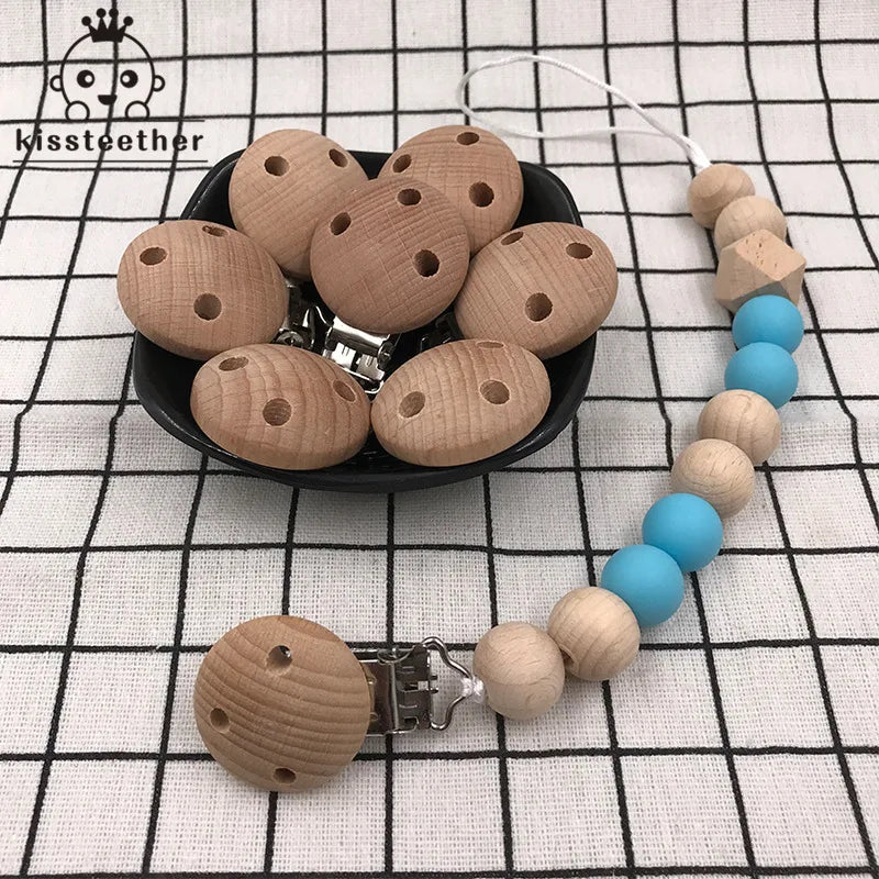 20pcs Wooden Pacifier Clip Nursing Accessories Beech s
