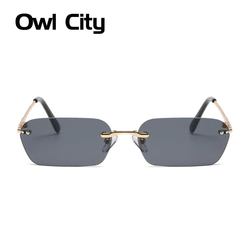 Small Rectangle Rimless Sunglasses Women Square Vintage Sun