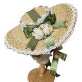 Japanese Lolita Sweet Handmade Straw Sun Hat Lace