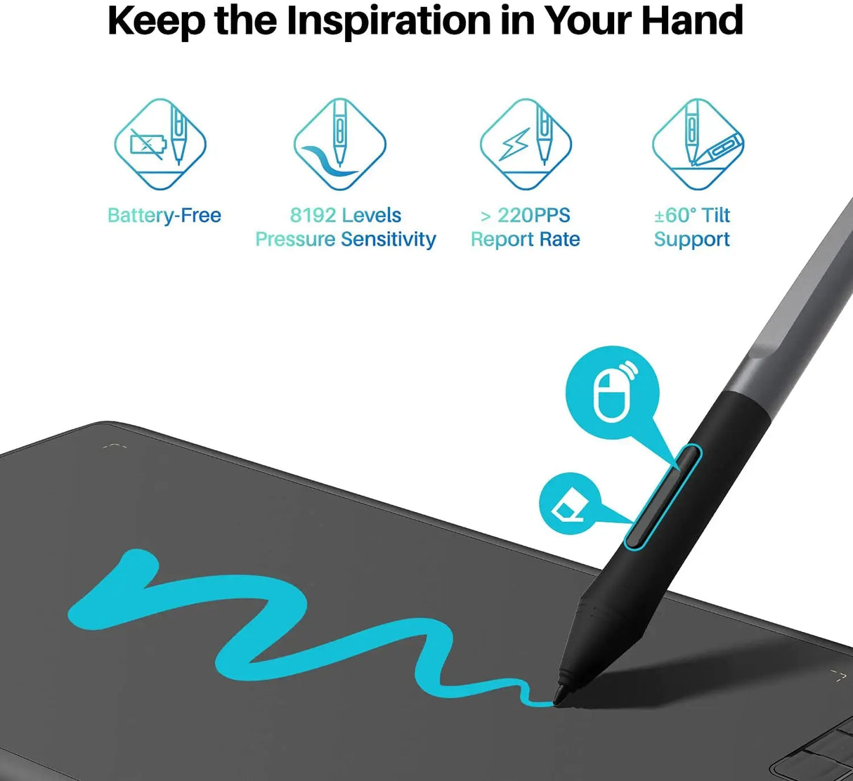 HUION H610X Graphics Tablet 10x6.25 Inch Digital Tablets