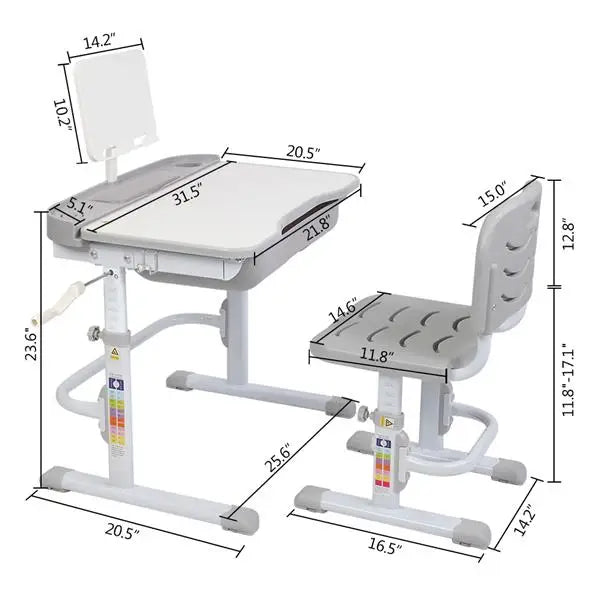 70/80 CM Kids Desk and Chair Set Height