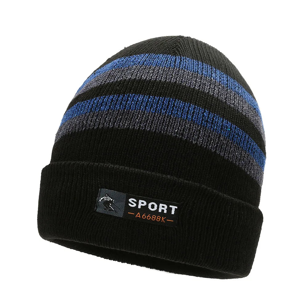 Winter Hats for Women Thick Beanies Letter Striped