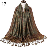 Pashmina Silk Scarf Shawl Wrap Paisley Jacquard Flowers