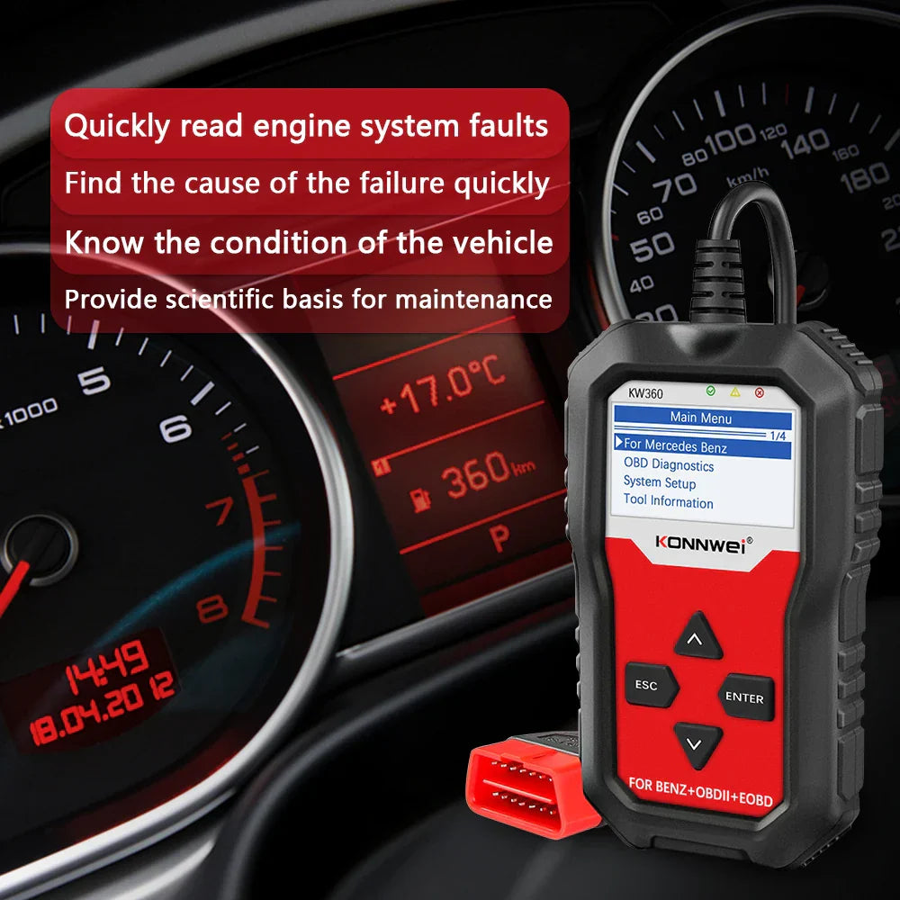 KONNWEI KW360 Full Systems OBD2 Scanner for Benz