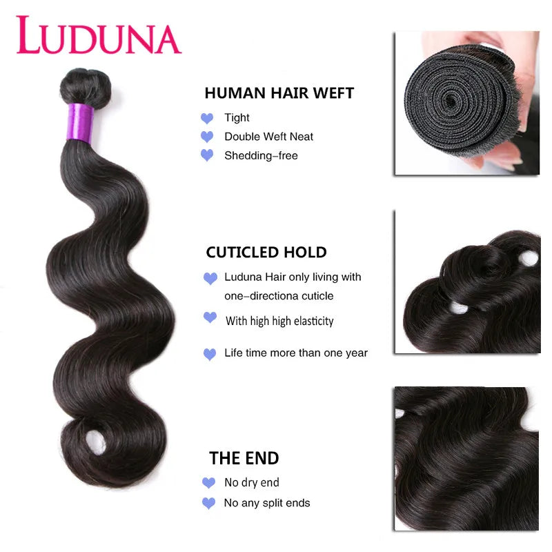 Ludana Body Wave Bundles With Closure Brazilian Bundles