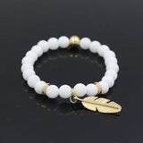 3Pcs/Sets 8MM White Stone Beads Bracelet Sets CZ