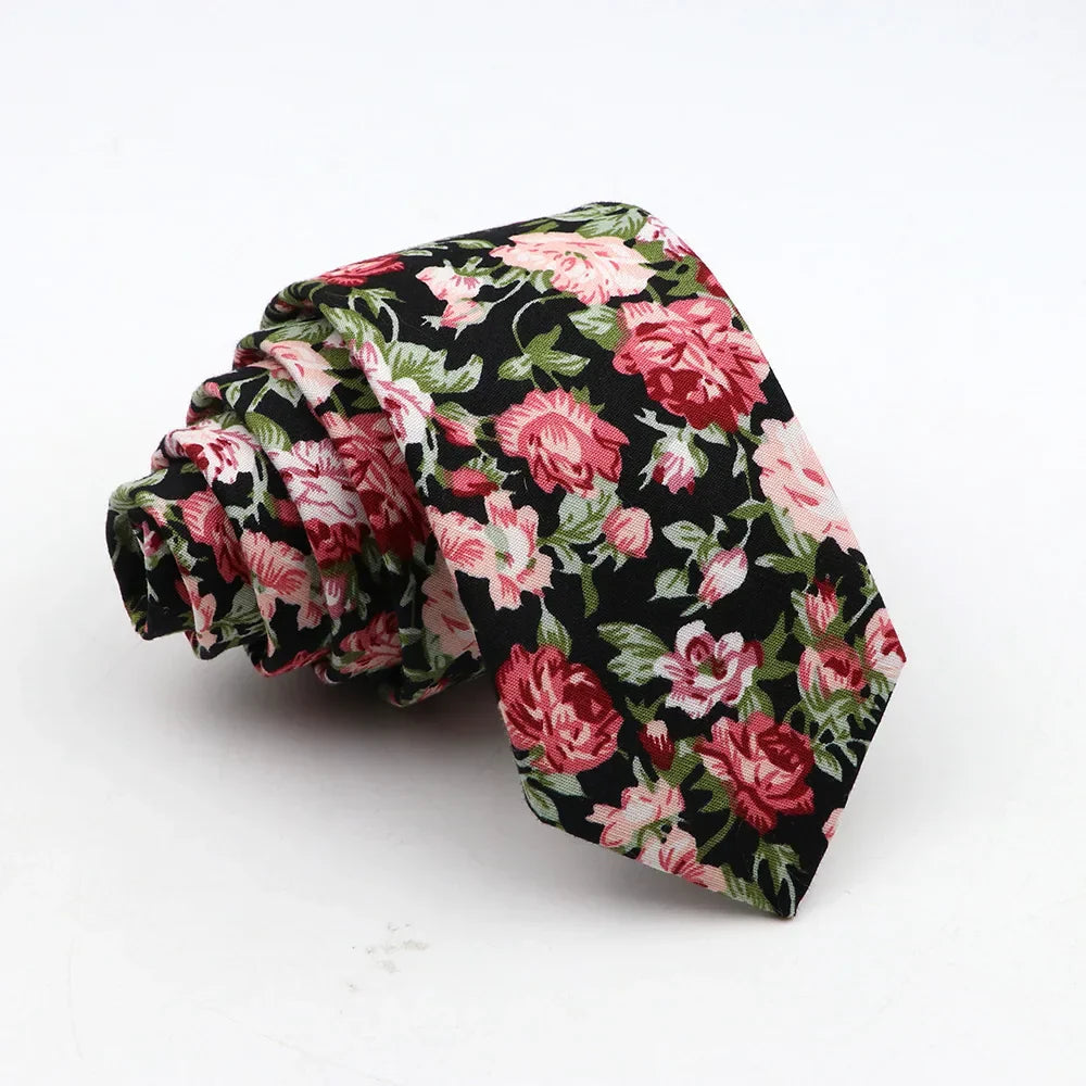 New Floral Tie For Men Skinny Casual Cotton