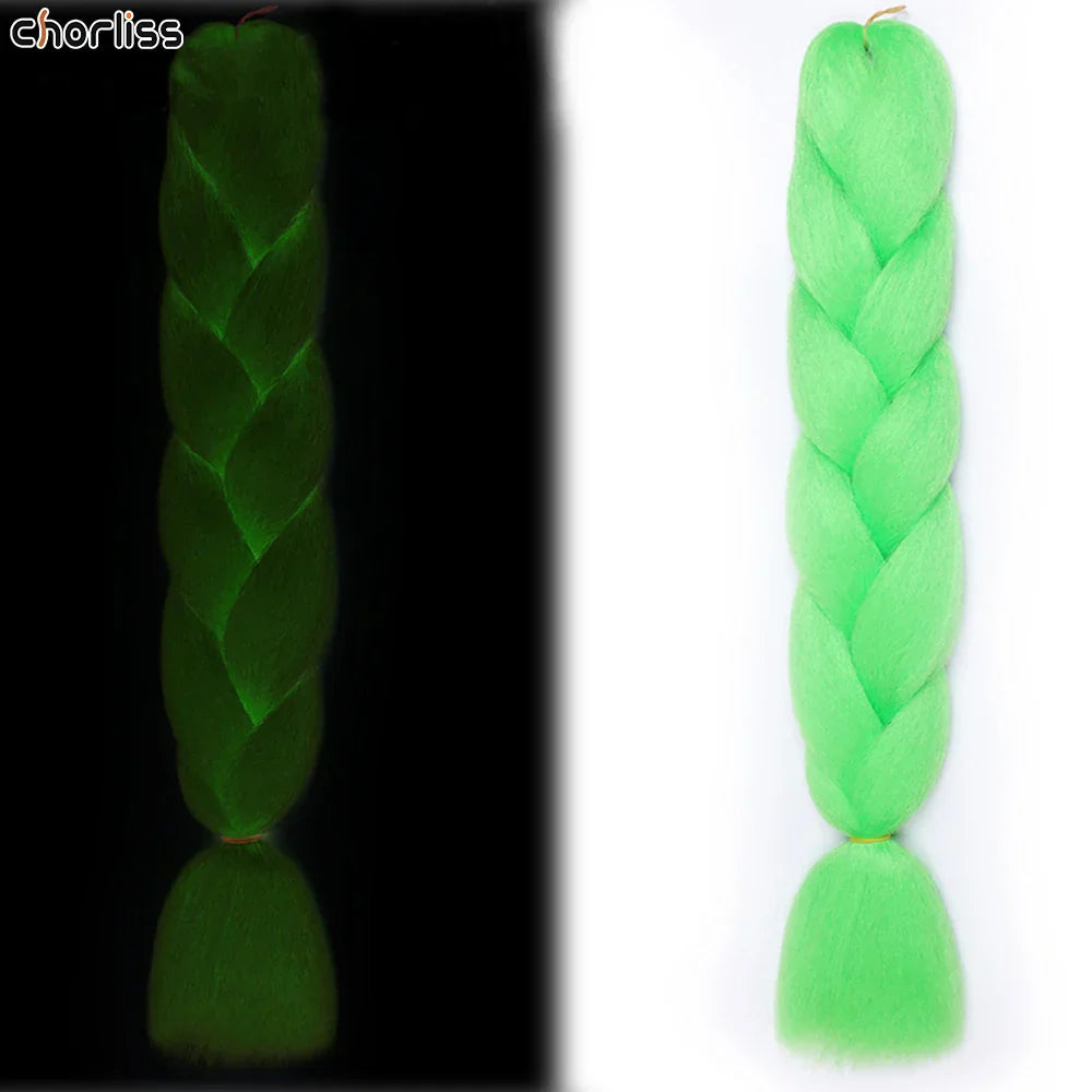 24" 100g Glowing Fluorescent Green Jumbo Braids