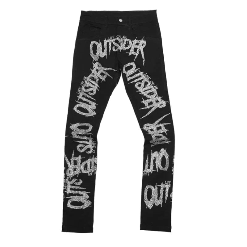 New Man Stretchy Jeans Black Skinny Hot Drill