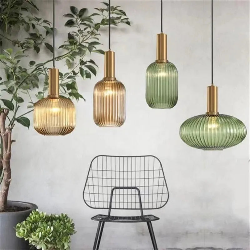 Retro restaurant colorfull glass pendant lights Creative living