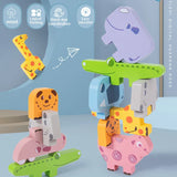 Wooden Animal Stacking Blocks Toy Shape Matching Puzzles