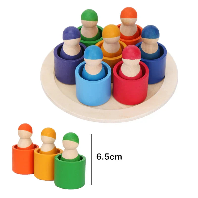 Wooden Rainbow Block Wood Stacking Toys Grimms Rainbow