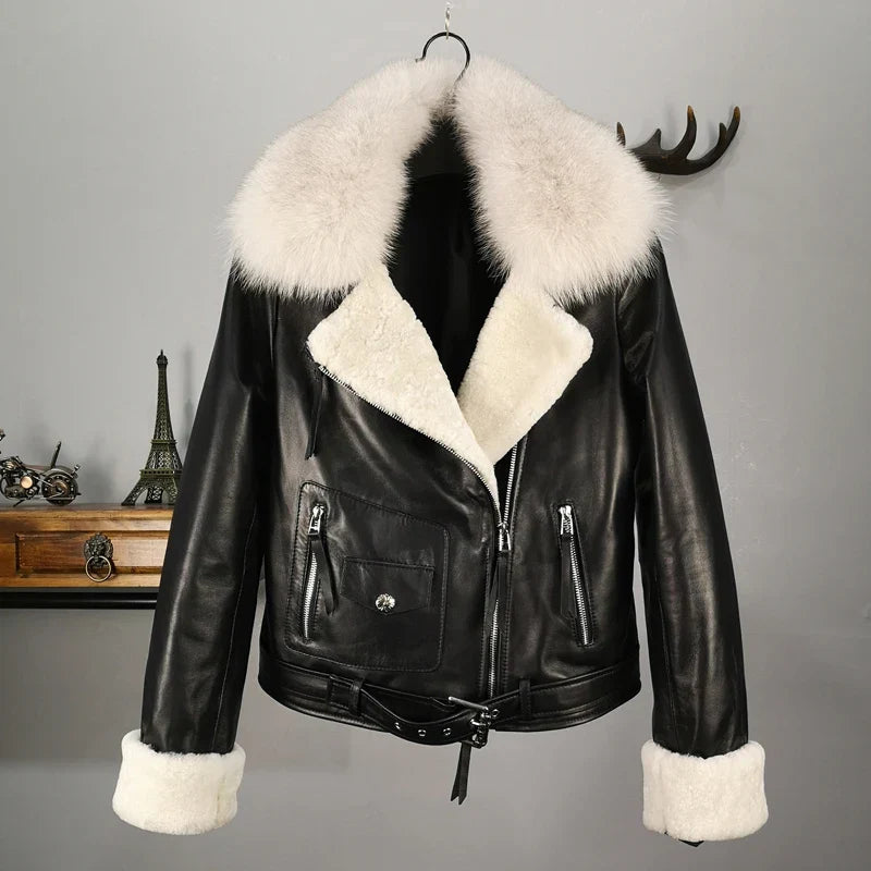 Winter cotton inside thicker warm real sheep leather