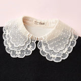 Elegant Embroidery Fake Collar Shirt Chiffon Doll Detachable