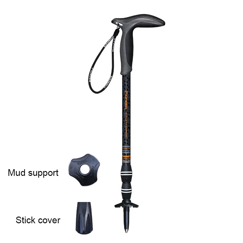 Walking Stick Carbon Fibers T-handle Adjustable 49-100cm 3