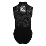 Kids Girls Ballet Leotard Sleeveless Turtle Neck Lace