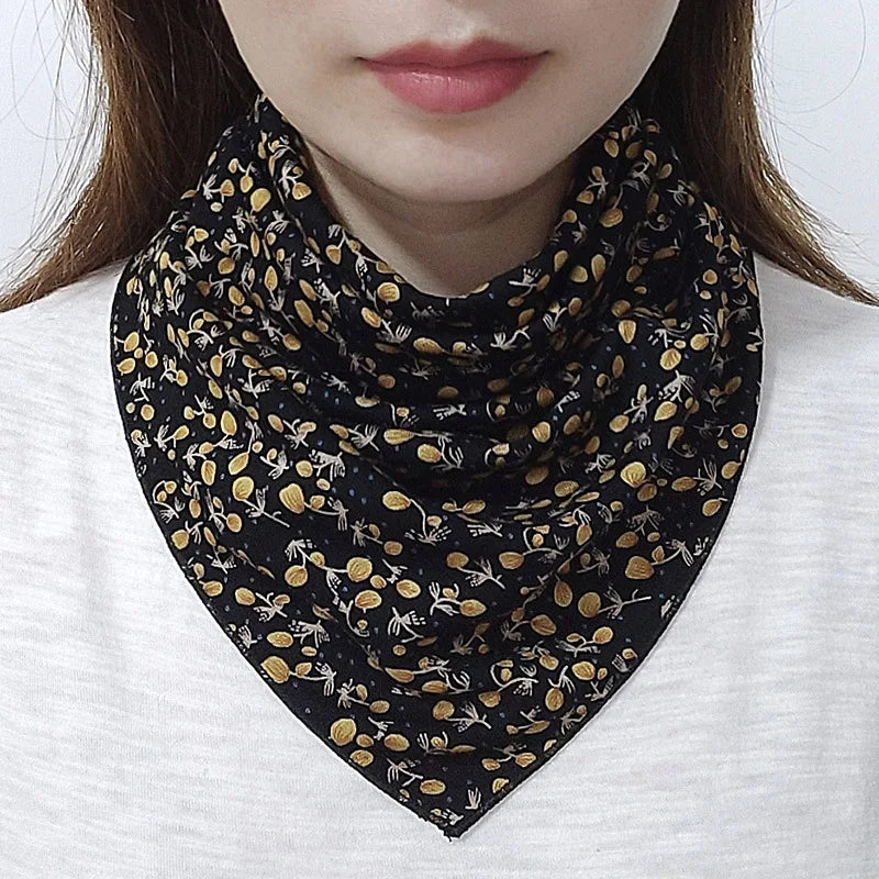 Korean Floral Print Button Bib Protect Cervical Spine