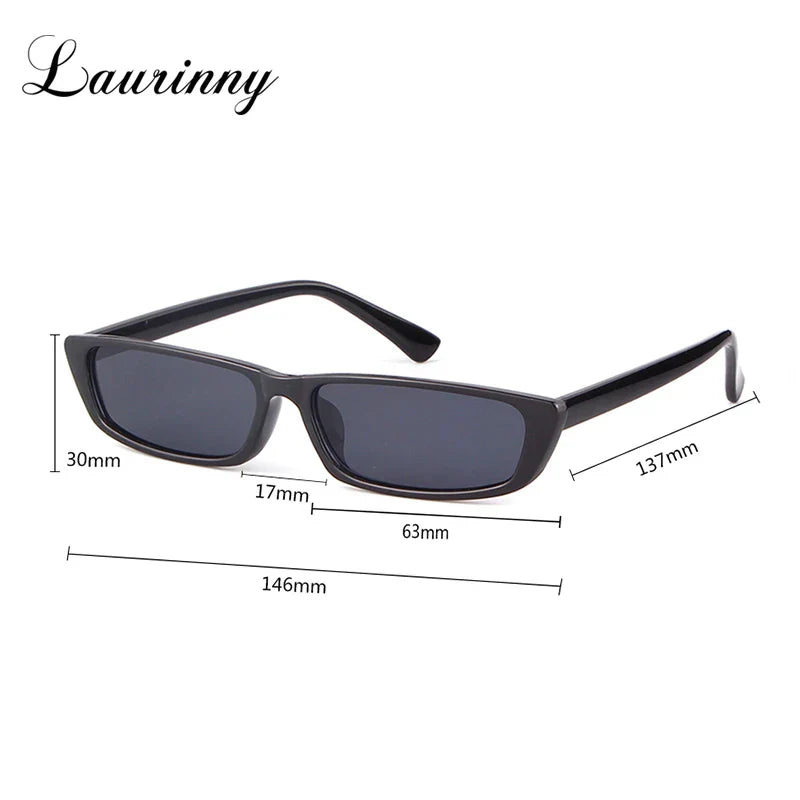 Vintage Narrow Rectangle Small Women Sunglasses Ocean Lens