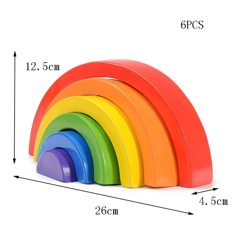 Kids Wooden Toy Montessori Rainbow Building Blocks DIY