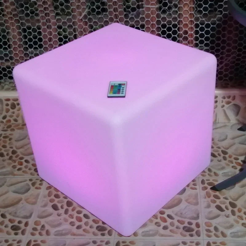 LED Cube Stool Seat Glowing Chair Patio Decorative