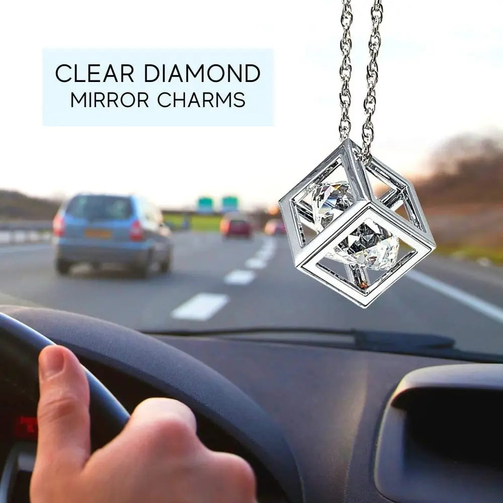 DSYCAR 1Pcs Car Pendant Crystals Cube Car Charms