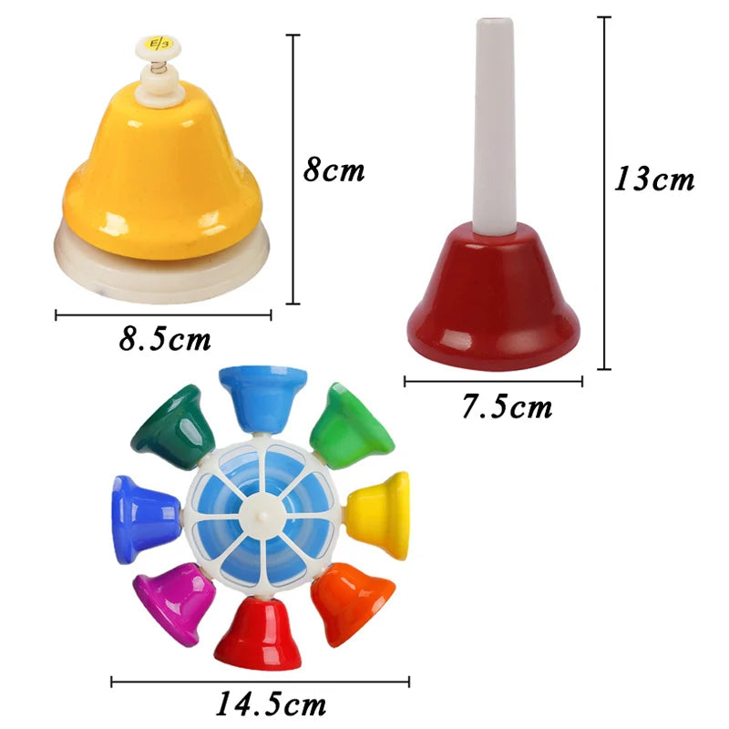 8-Note Hand Bell Children Music Toy Rainbow Percussion