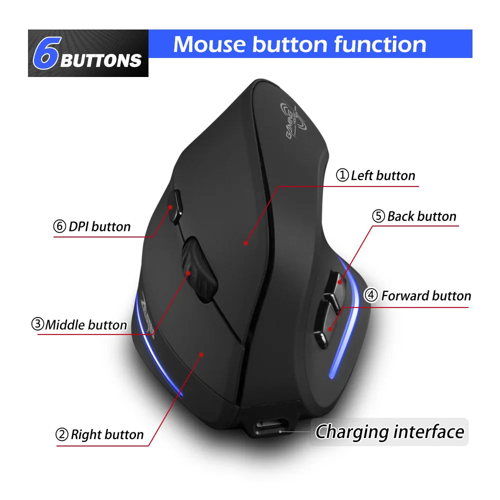 Lefon Wireless Vertical Mouse Ergonomic Mouse USB Rechargeable