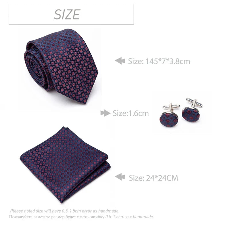 Mens Jacquard Tie Cravat Cufflinks Set Luxury Necktie