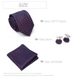 Mens Jacquard Tie Cravat Cufflinks Set Luxury Necktie