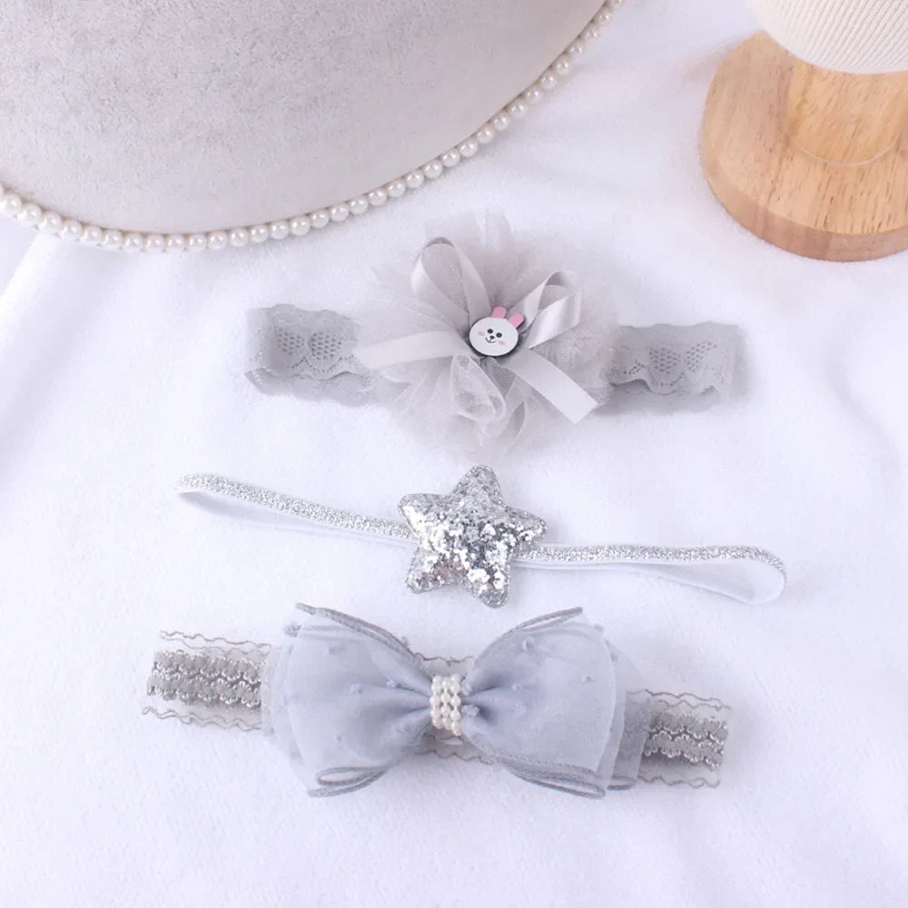 3pcs/lot Newborn Headwear Baby Girl Flower Headbands Lace