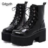 Gdgydh Woman Lace Autumn Boots Womens Ladies Chunky