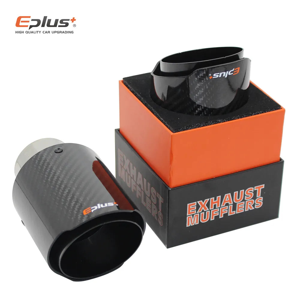 EPLUS Car Glossy Carbon Fiber Muffler Tip Exhaust