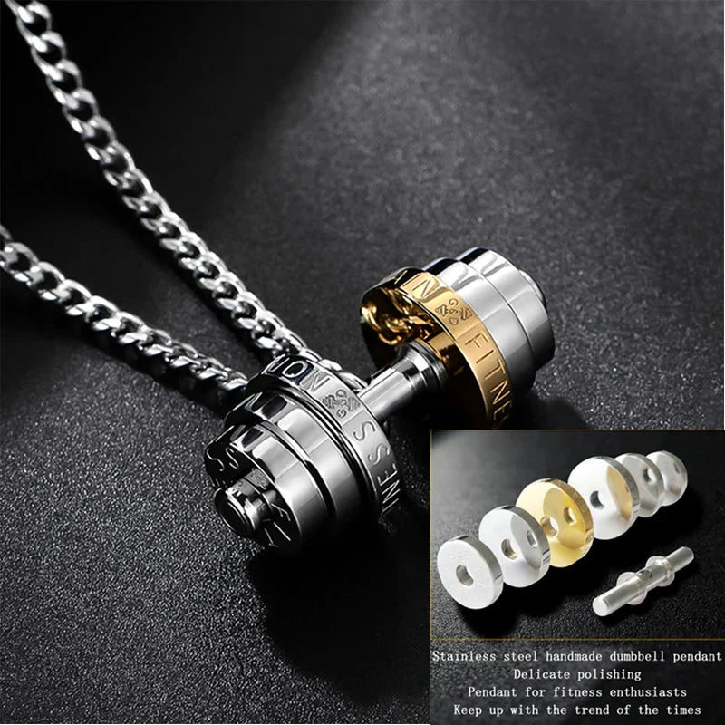 dumbbel necklace male Couple necklace pendant stainless steel