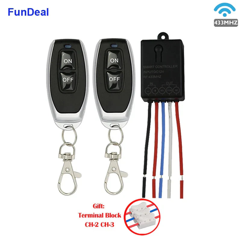 FunDeal 433Mhz Universal Wireless Remote Control Switch DC