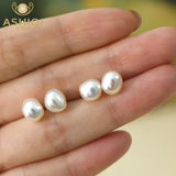 ASHIQI Natural Baroque Freshwater Pearl 925 Sterling Silver