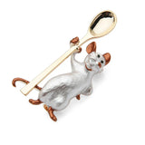 Wuli&baby Holding Spoon Smiling Mouse Brooches Women Alloy